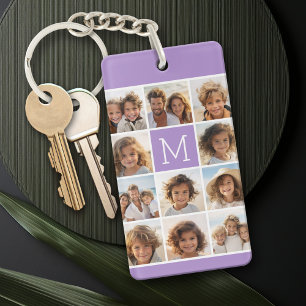 11-Foto-Raster-Collage mit Monogramm Schlüsselanhänger