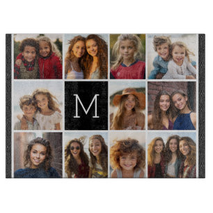 11-Foto-Raster-Collage mit Monogramm Schneidebrett