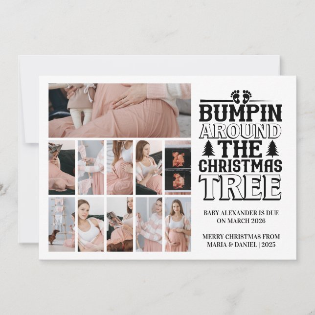 11 Foto Weihnachtsbaum Schwangerschaft Ankündigung (Vorderseite)