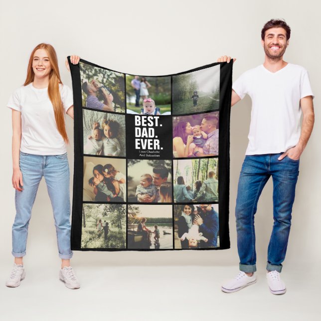 11 Fotos Collage personalisiert Vatertag Fleecedecke (Beispiel)