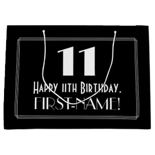 11. Geburtstag: Art Deco Inspiriert Stil "11", Nam Große Geschenktüte