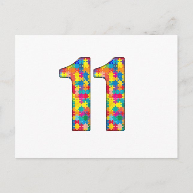 11. Geburtstag Autismus Beilage für Junge Mädchen Postkarte (Vorderseite)