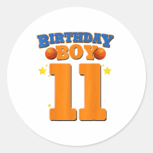 11. Geburtstag Basketball Geschenk für Jungen Part Runder Aufkleber