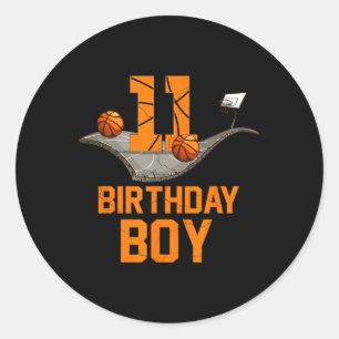 11. Geburtstag Basketball Jersey 11 Jahre alter Bo Runder Aufkleber