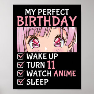 11. Geburtstag Beobachten Anime 11 Jahre alter Ani Poster