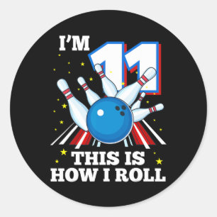 11. Geburtstag Bowling ich bin 11. So bin ich auf  Runder Aufkleber