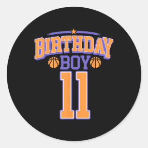 11. Geburtstag Boy Basketball Lover 11 Jahre Altes Runder Aufkleber