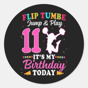 11. Geburtstag Cheerleading Mädchen 11 Jahre alt C Runder Aufkleber