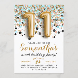 11. Geburtstag Confetti Einladung