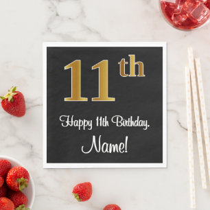 11. Geburtstag ~ Elegante Luxuriöse Imitate Gold  Serviette
