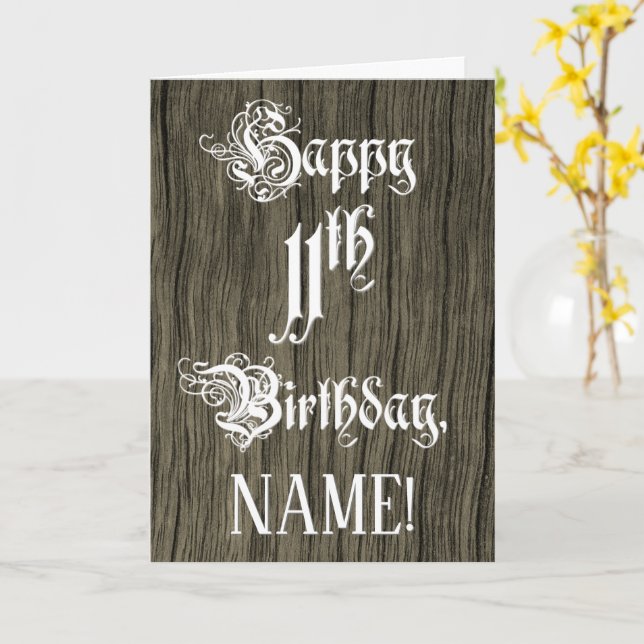 11. Geburtstag: Extravaganter, eleganter Text; Imi Karte (Gelbe Blume)