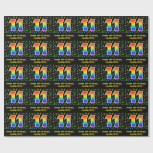 11. Geburtstag: Farbige Musiksymbole, Regenbogen 1 Geschenkpapier