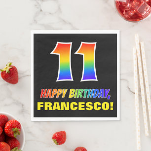 11. Geburtstag: Fett, Spaß, einfach, Regenbogen 1 Serviette