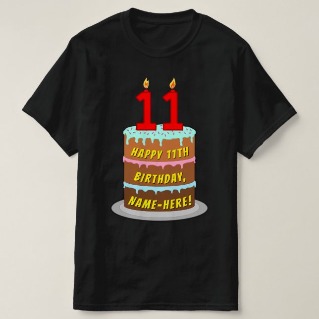 11. Geburtstag — Fun Cake & Candles, w/Individuell T-Shirt (Design vorne)