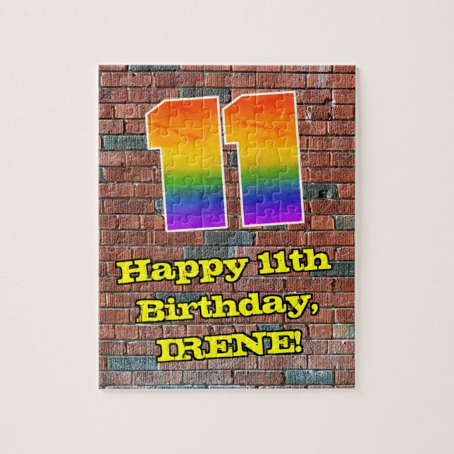 11. Geburtstag: Fun Graffiti-Inspiriert Regenbogen Puzzle (Vertikal)