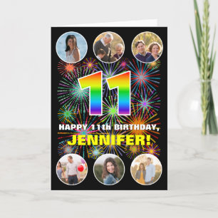 11. Geburtstag: Fun Rainbow #, Individuelle Name & Karte