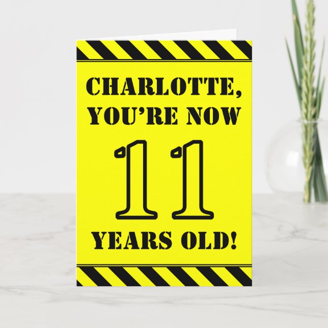 11. Geburtstag: Fun Stencil Style Text, Individuel Karte (Vorderseite)