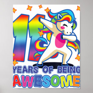 11. Geburtstag, für Mädchen, Einhorn, 11 Jahre bei Poster