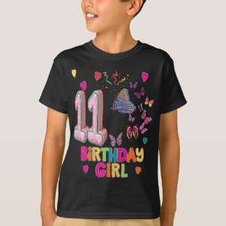 11. Geburtstag Girl Butterflies 11 Jahre alte Mädc T-Shirt