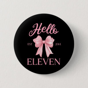 11. Geburtstag Girl Niedlich Coquette Bow Hallo El Button
