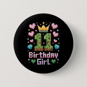 11. Geburtstag Girl Shirt Gaming Pixel Party 11 Ja Button