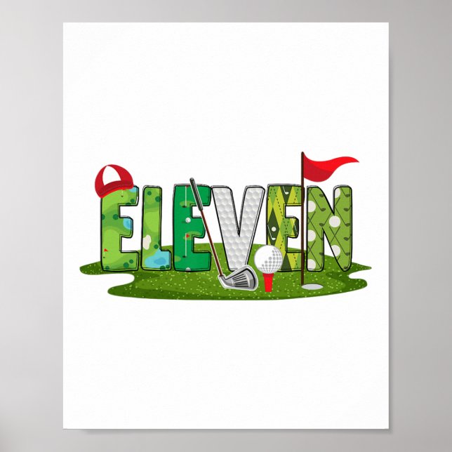 11. Geburtstag Golf Thema 11 Jahre Alte Kinder Spo Poster (Vorne)
