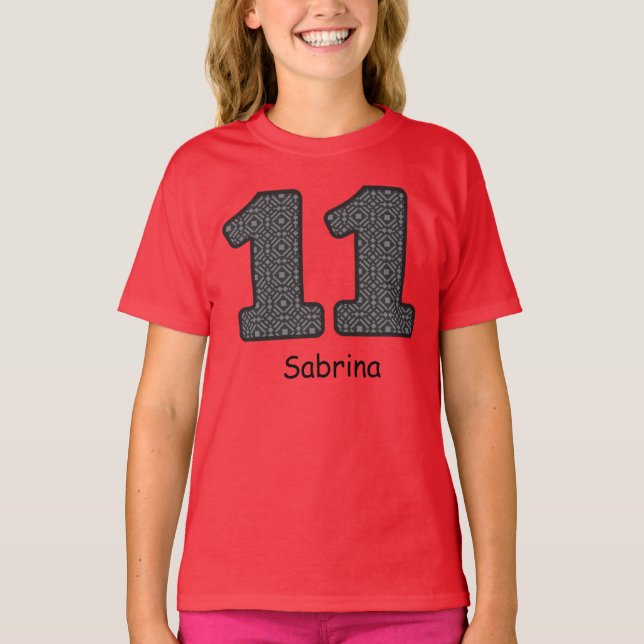 11. Geburtstag KARIERTER Individuelle Name V22 T-Shirt (Vorderseite)