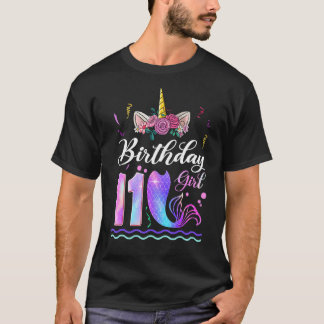 11. Geburtstag Mädchen Einhorn Meerjungfrau 11 Jah T-Shirt