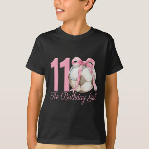 11. Geburtstag Mädchen Fußball Ball Coquette Rosa T-Shirt