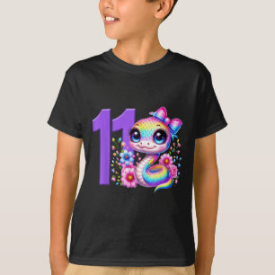 11. Geburtstag Mädchen Schlange Party Regenbogen C T-Shirt