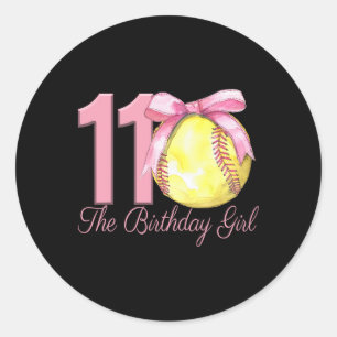 11. Geburtstag Mädchen Softll Team Coquette Rosa S Runder Aufkleber