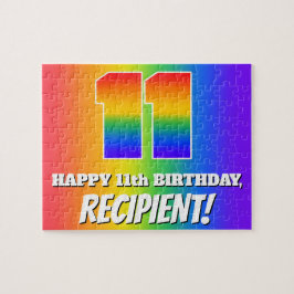 11. Geburtstag — mehrfarbiges Regenbogenmuster "11 Puzzle