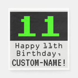 11. Geburtstag - Nerdy / Geeky Style "11" & Name Serviette