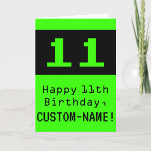 11. Geburtstag: Nerdy / Geeky Style "11" und Name Karte