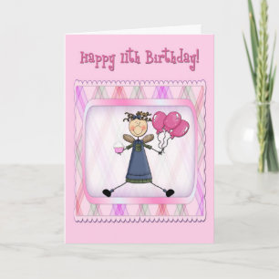 11. Geburtstag Pink Angel Karte