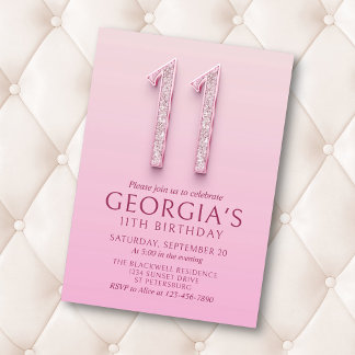11. Geburtstag Pink Diamonds Einladung