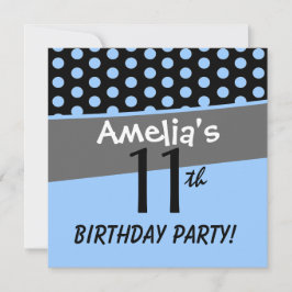 11. Geburtstag Polka Dots Niedlich und Spaß für Mä Einladung