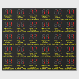 11. Geburtstag: Red Digital Clock Style "11" + Nam Geschenkpapier