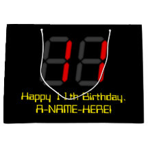 11. Geburtstag: Red Digital Clock Style "11" + Nam