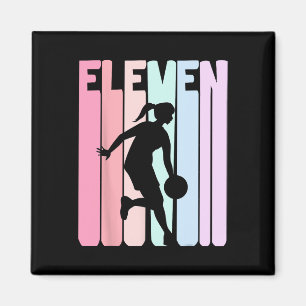 11. Geburtstag Retro Basketball Spieler 11 Jahre a Magnet