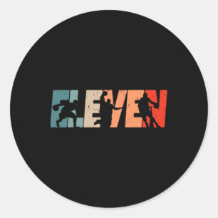 11. Geburtstag Retro Bysketbyll 11 Jahre alter Jun Runder Aufkleber