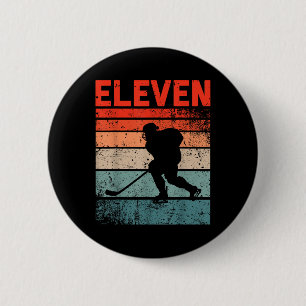 11. Geburtstag Retro Eishockey 11 Jahre alter Jung Button