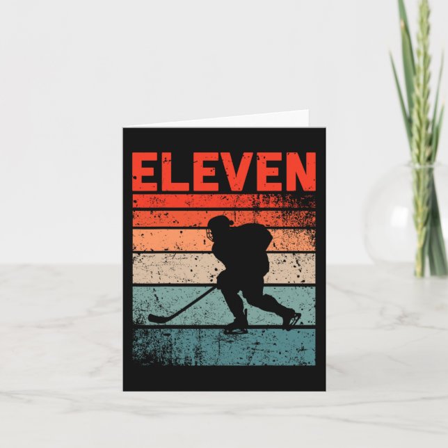 11. Geburtstag Retro Eishockey 11 Jahre alter Jung Karte (Vorderseite)