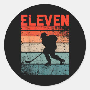 11. Geburtstag Retro Eishockey 11 Jahre alter Jung Runder Aufkleber