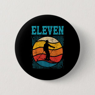 11. Geburtstag Retro Skifahren 11 Jahre Jungen Gi Button