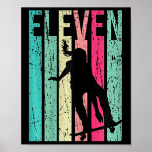 11. Geburtstag Skater Girl Skateboardfahren Skaten Poster