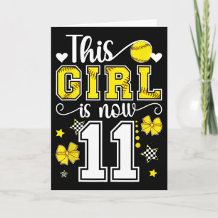 11. Geburtstag Softball Mädchen 11 Jahre alt Softb Karte