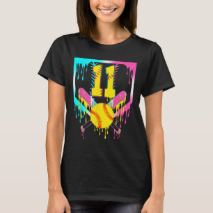 11. Geburtstag Softll Home Plate Tropf Eiscreme 11 T-Shirt