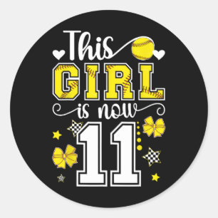 11. Geburtstag Softll Mädchen 11 Jahre alt Softll Runder Aufkleber