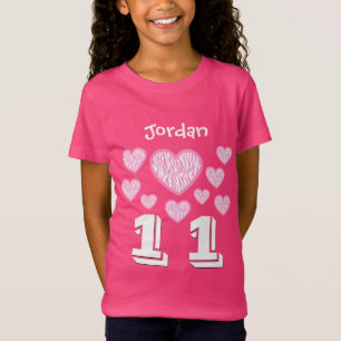 11 Geburtstags-Mädchen-Herz-großer T-Shirt